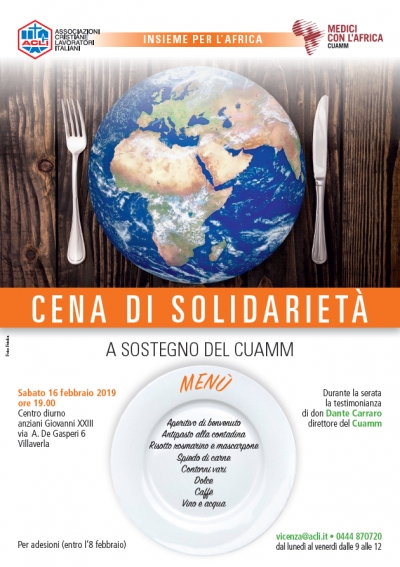 Cena di solidarietà a sostegno del Cuamm