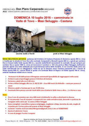 Camminata in Val di Tovo – Masi Seluggio - Castana