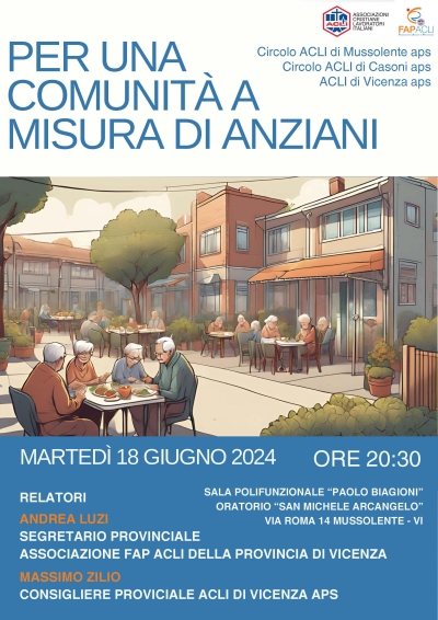 “Per una comunità a misura di anziani” il 18 giugno a Mussolente